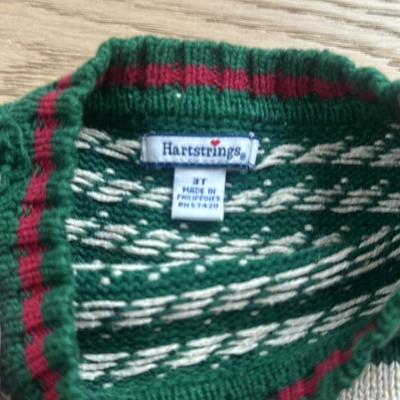 Hartstrings green knit boys sweater Christmas holiday truck 3T - Picture 3 of 3